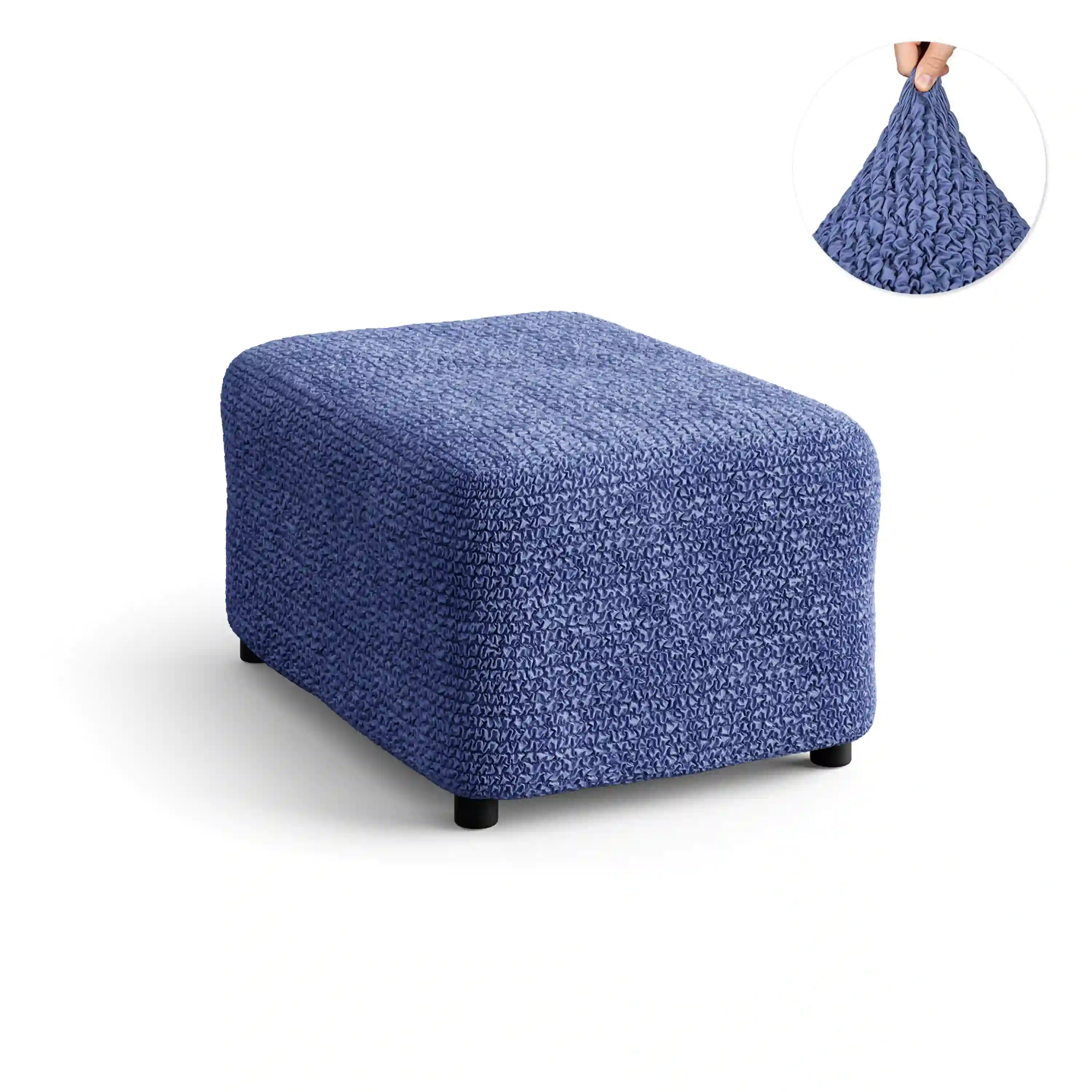 Footstool Cover - Blue, Microfibra